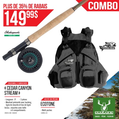 Combo canne a mouche CEDAR CAYON et veste de pêche ECOTONE