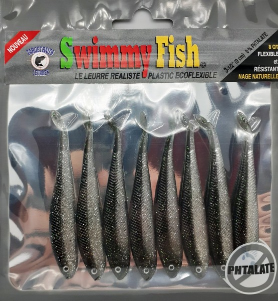 Leurre Souple Paddle Fish Noir Silver 3.5 9cm Target Baits Leurres.